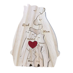 Customized Love Bear Family / Elephant Family Personalized Custom Shaped Wooden Puzzle Gift