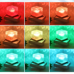 LED Cube Table Lamp Acrylic Cube Lamp 16 RGB Colors Dimmable  Night Light Bedside Light Nightstand Lamp USB Powered Modern