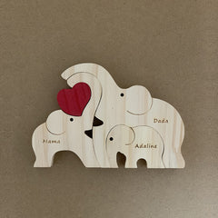 Customized Love Bear Family / Elephant Family Personalized Custom Shaped Wooden Puzzle Gift