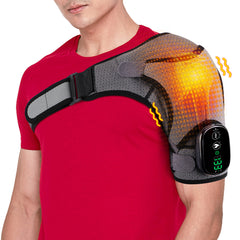 Cordless Heated Shoulder Massager for Men Women， 3 Heating Settings and Vibrations