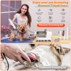 Pet Grooming Vacuum 6 in 1 with 6 Sizes Guide Combs for Long or Short Hair Dog Shavers