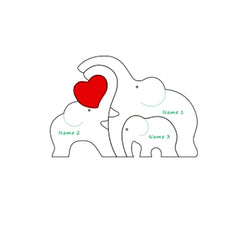 Customized Love Bear Family / Elephant Family Personalized Custom Shaped Wooden Puzzle Gift