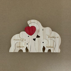 Customized Love Bear Family / Elephant Family Personalized Custom Shaped Wooden Puzzle Gift