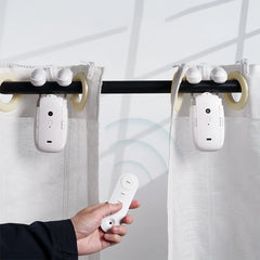 Smart Automatic Curtain Opener Suitable for Roman Rod, T-shaped/U-shaped Tracks, Controlled by Remote Control, Bluetooth(a Little Distance) and Wifi, 1PC/2PCS(Left*1 and Right*1)