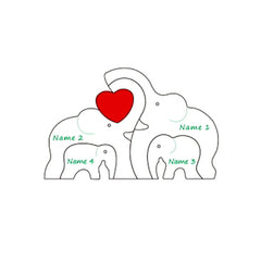 Customized Love Bear Family / Elephant Family Personalized Custom Shaped Wooden Puzzle Gift