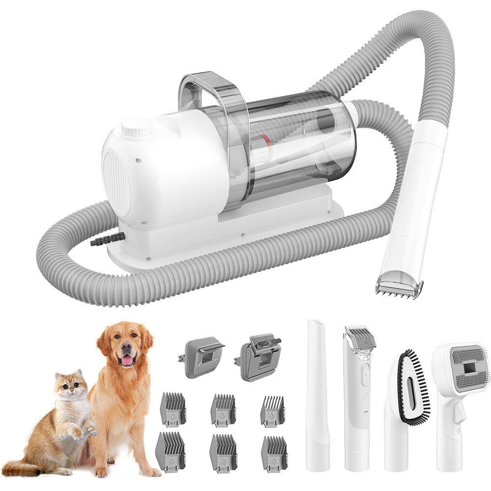 Pet Grooming Vacuum 6 in 1 with 6 Sizes Guide Combs for Long or Short Hair Dog Shavers