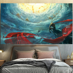 Wall Decoration Painting Poster for Bedroom Gameroom of the Black Myth Wukong Game Subject Polyester Fiber Material, Two-Patterns and Multi Sizes