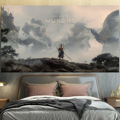 Wall Decoration Painting Poster for Bedroom Gameroom of the Black Myth Wukong Game Subject Polyester Fiber Material, Two-Patterns and Multi Sizes