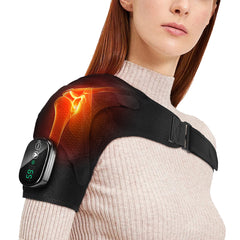 Cordless Heated Shoulder Massager for Men Women， 3 Heating Settings and Vibrations