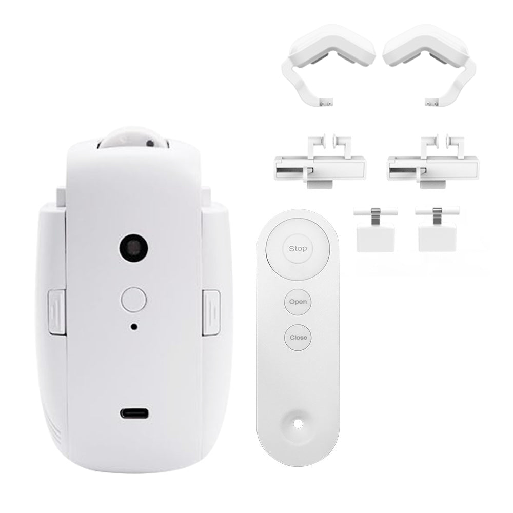 Smart Automatic Curtain Opener Suitable for Roman Rod, T-shaped/U-shaped Tracks, Controlled by Remote Control, Bluetooth(a Little Distance) and Wifi, 1PC/2PCS(Left*1 and Right*1)