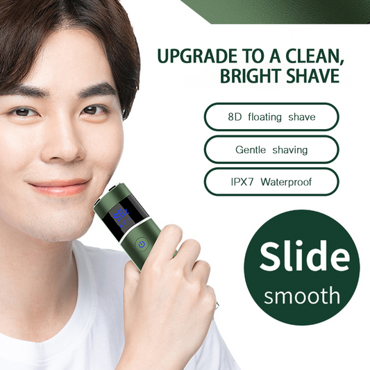 IPX7 Whole Body Washing Fast Charging Portable Digital Display Circular Single Head Electric Shaver with Power Bank Fuction 1.4*5.2inch (Silver/Black/Green)