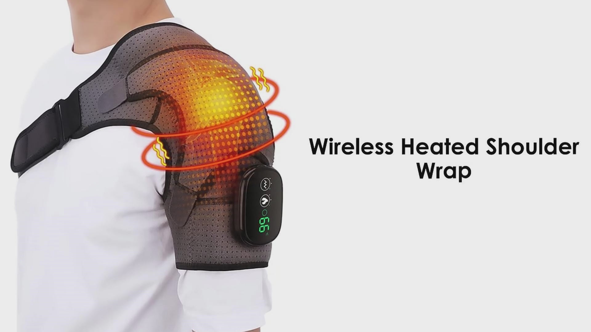 Cordless Heated Shoulder Massager for Men Women， 3 Heating Settings and Vibrations